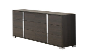 Alice Modern Matte Gray Dresser with Sleek Design, LED Accents & Chrome Pulls for Trendy Bedrooms