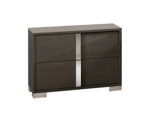 Alice Modern Matte Gray Dresser with Sleek Design, LED Accents & Chrome Pulls for Trendy Bedrooms