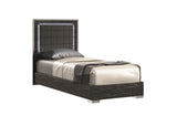 Alice Glossy Gray Twin Bed