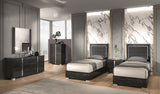 Alice Glossy Gray Twin Bed