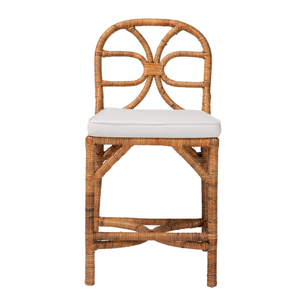 Bali & Pari Alondra Handcrafted Rattan Counter Stool with Openwork Boho Design