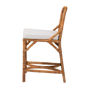 Bali & Pari Alondra Handcrafted Rattan Counter Stool with Openwork Boho Design