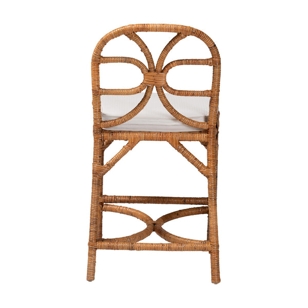 Bali & Pari Alondra Handcrafted Rattan Counter Stool with Openwork Boho Design