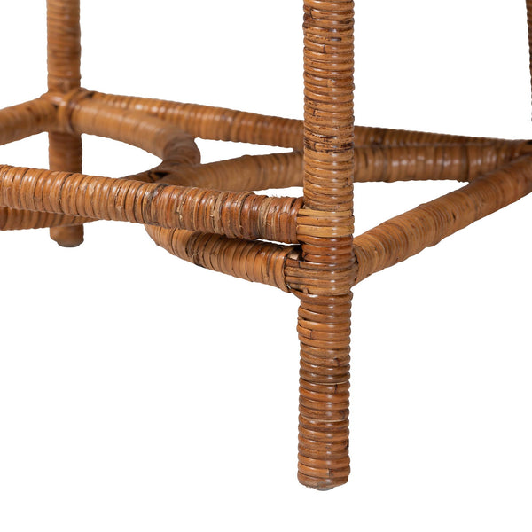 Bali & Pari Alondra Handcrafted Rattan Counter Stool with Openwork Boho Design