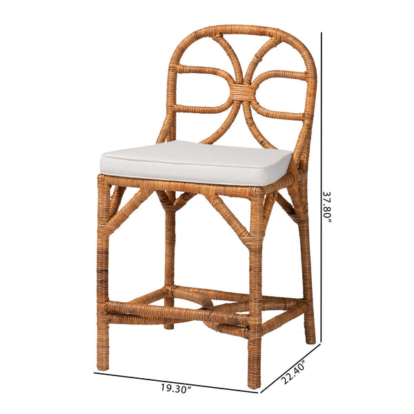 Bali & Pari Alondra Handcrafted Rattan Counter Stool with Openwork Boho Design