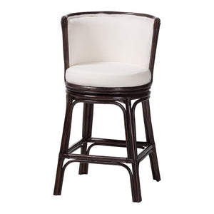 Bali & Pari Alsip Handcrafted Rattan Swivel Counterstool with Barrel Back Boho Seat