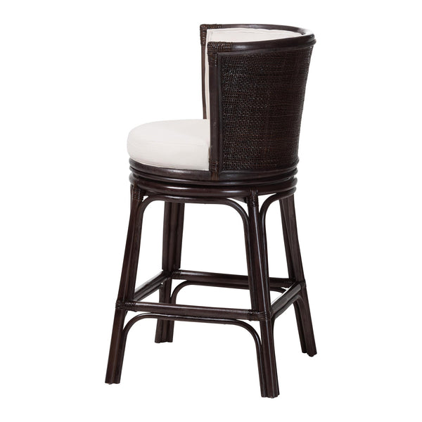 Bali & Pari Alsip Handcrafted Rattan Swivel Counterstool with Barrel Back Boho Seat