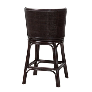 Bali & Pari Alsip Handcrafted Rattan Swivel Counterstool with Barrel Back Boho Seat