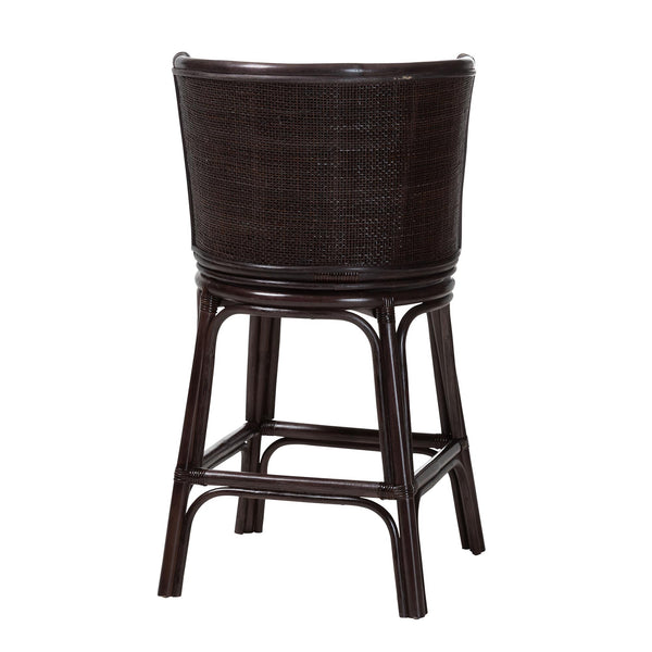 Bali & Pari Alsip Handcrafted Rattan Swivel Counterstool with Barrel Back Boho Seat