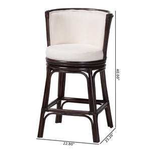 Bali & Pari Alsip Handcrafted Rattan Swivel Counterstool with Barrel Back Boho Seat