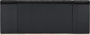 Meridian Furniture Amara King Platform Bed with Tall Velvet Headboard and Natural Wood Base AmaraBlack-K133