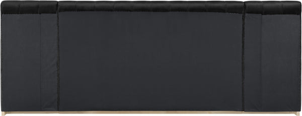 Meridian Furniture Amara King Platform Bed with Tall Velvet Headboard and Natural Wood Base AmaraBlack-K133