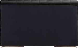 Meridian Furniture Amara King Bed with Channel Tufted Velvet Headboard and Solid Wood Base AmaraBlack-K