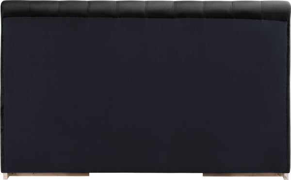 Meridian Furniture Amara King Bed with Channel Tufted Velvet Headboard and Solid Wood Base AmaraBlack-K