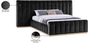 Meridian Furniture Amara Oversized Velvet Queen Bed with Tall Headboard for Glam Bedroom Decor AmaraBlack-Q117