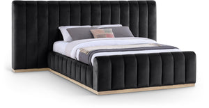 Meridian Furniture Amara Oversized Velvet Queen Bed with Tall Headboard for Glam Bedroom Decor AmaraBlack-Q117