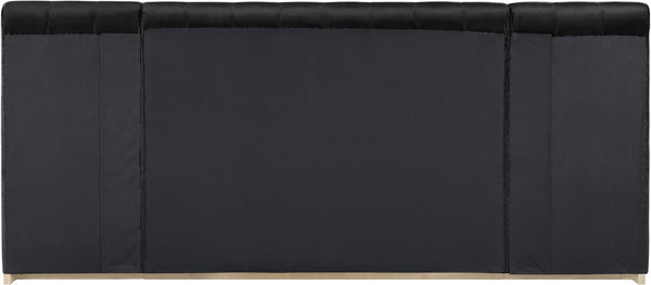 Meridian Furniture Amara Oversized Velvet Queen Bed with Tall Headboard for Glam Bedroom Decor AmaraBlack-Q117
