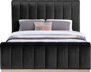 Meridian Furniture Amara Queen Panel Bed with Tall Velvet Headboard for Glam Contemporary Bedrooms AmaraBlack-Q