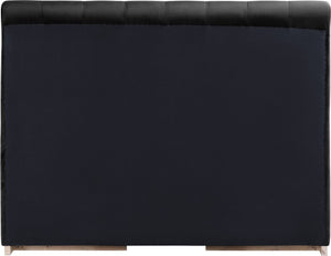 Meridian Furniture Amara Queen Panel Bed with Tall Velvet Headboard for Glam Contemporary Bedrooms AmaraBlack-Q
