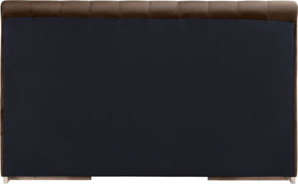 Meridian Furniture Amara Velvet Upholstered King Bed with Tall Headboard and Solid Wood Base AmaraBrown-K