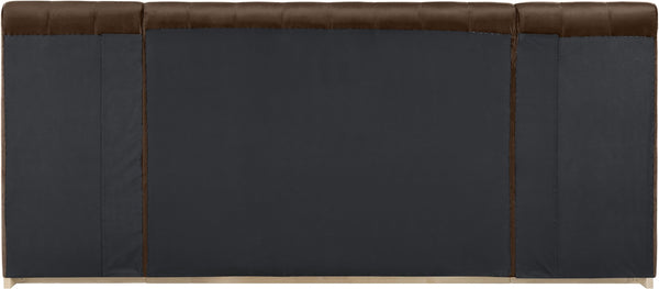Meridian Furniture Amara Queen Bed Dense Velvet Upholstery Solid Wood Frame Contemporary Bedroom AmaraBrown-Q117