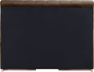 Meridian Furniture Amara High-pile Velvet Queen Bed with Solid Wood Frame and Tall Statement Headboard AmaraBrown-Q