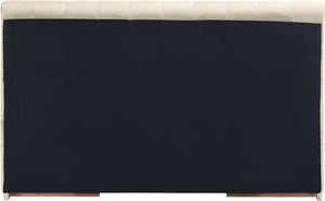 Meridian Furniture Amara King Bed Plush Cream Velvet Upholstered Headboard with Solid Wood Base AmaraCream-K