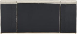 Meridian Furniture Amara Queen Bed Plush Velvet Upholstered Headboard Solid Wood Contemporary Frame AmaraCream-Q117