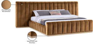 Meridian Furniture Amara Saddle Velvet King Bed with Towering Headboard for a Luxe Bedroom AmaraSaddle-K133