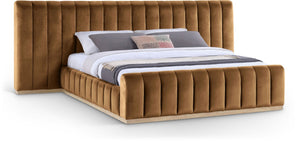 Meridian Furniture Amara Saddle Velvet King Bed with Towering Headboard for a Luxe Bedroom AmaraSaddle-K133