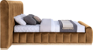 Meridian Furniture Amara Saddle Velvet King Bed with Towering Headboard for a Luxe Bedroom AmaraSaddle-K133