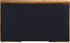 Meridian Furniture Amara Saddle Velvet King Bed with Tall Headboard and Solid Wood Base AmaraSaddle-K