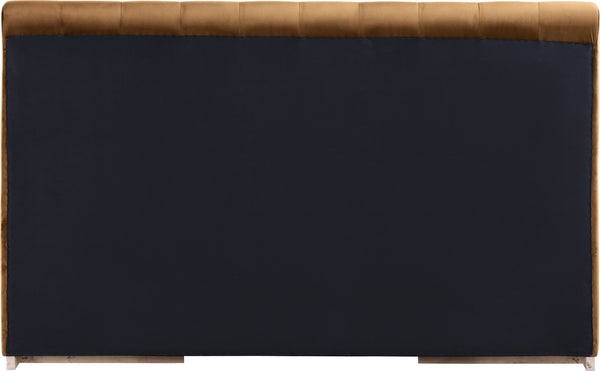 Meridian Furniture Amara Saddle Velvet King Bed with Tall Headboard and Solid Wood Base AmaraSaddle-K