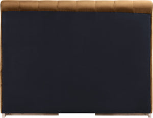 Meridian Furniture Amara Queen Bed Ultra Luxe Saddle Velvet Upholstery with Natural Wood Base AmaraSaddle-Q