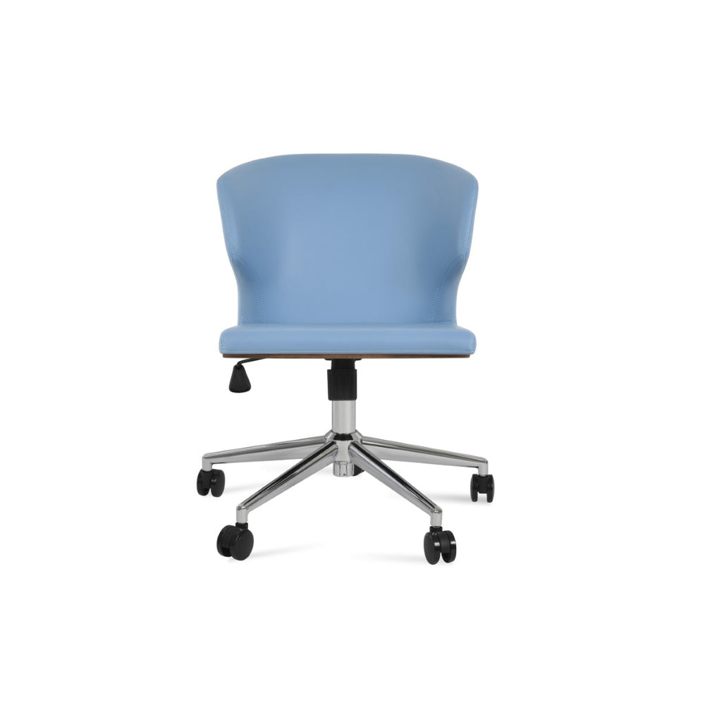 Soho Concept Amed Office Chair - Ppm-fr Leatherette, 2-year Guarantee, Adjustable, Supports 400 Lbs, Black Chrome,Blue  Soho-concept-dining-chair-11623