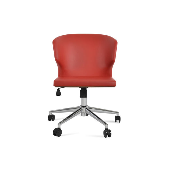 Soho Concept Amed Office Chair - Ppm-fr Leatherette, 2-year Guarantee, Adjustable, Supports 400 Lbs, Black Chrome,Red  Soho-concept-dining-chair-11627