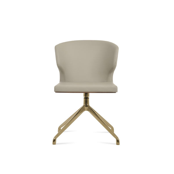 Soho Concept Amed Spider Swivel Chair – Stylish Leatherette Dining Chair With 2-year Guarantee & Premium Finish Brass,Light Grey  Soho-concept-dining-chair-00213