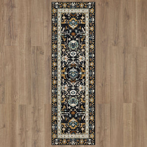 Karastan Rugs Zephyr Amphora Machine Woven Triexta Traditional Area Rug Black 2' 4" x 7' 10"
