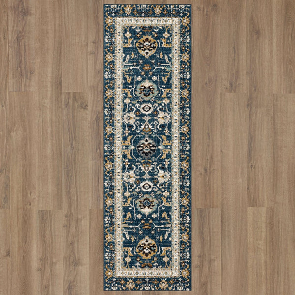 Karastan Rugs Zephyr Amphora Machine Woven Triexta Traditional Area Rug Majolica Blue 2' 4" x 7' 10"