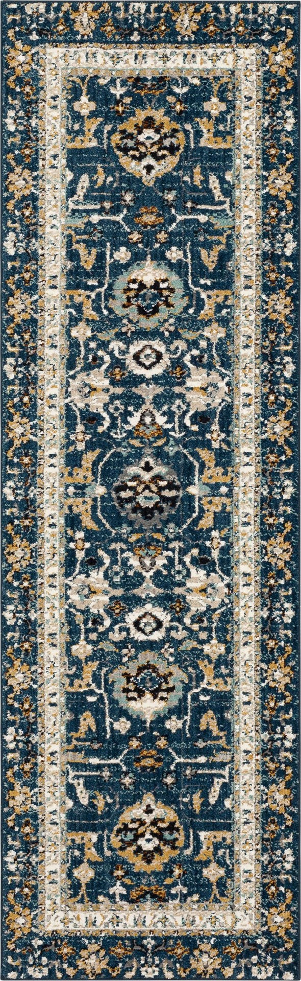 Karastan Rugs Zephyr Amphora Machine Woven Triexta Traditional Area Rug Majolica Blue 2' 4" x 7' 10"
