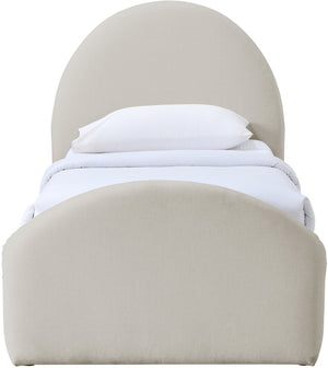 Meridian Furniture Andaz Chenille Upholstered Twin Trundle Bed with Arched Headboard for Modern Guest Rooms Beige AndazBeige-TDL