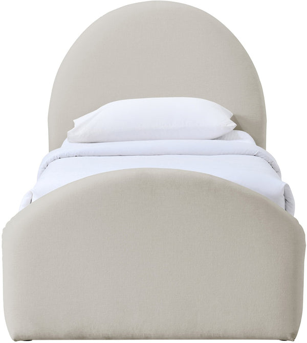 Meridian Furniture Andaz Chenille Upholstered Twin Trundle Bed with Arched Headboard for Modern Guest Rooms Beige AndazBeige-TDL