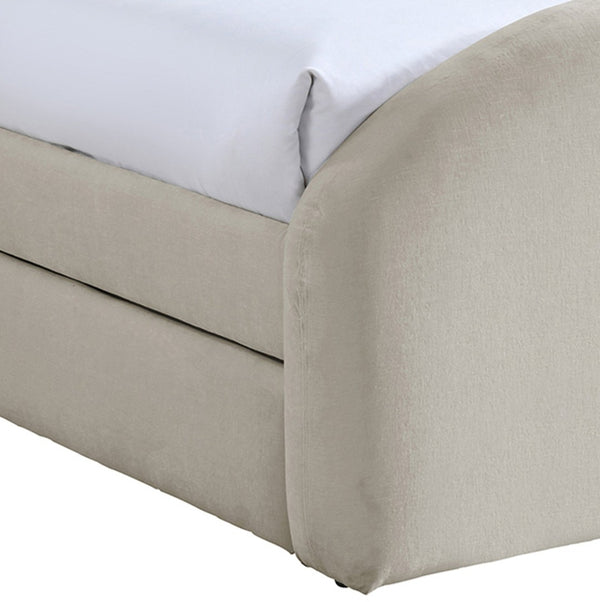 Meridian Furniture Andaz Chenille Upholstered Twin Trundle Bed with Arched Headboard for Modern Guest Rooms Beige AndazBeige-TDL