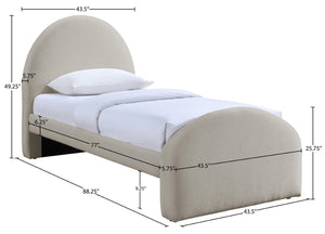 Meridian Furniture Andaz Chenille Upholstered Twin Bed with Arched Headboard for Modern and Guest Bedrooms Beige AndazBeige-T