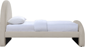 Meridian Furniture Andaz Chenille Upholstered Twin Bed with Arched Headboard for Modern and Guest Bedrooms Beige AndazBeige-T
