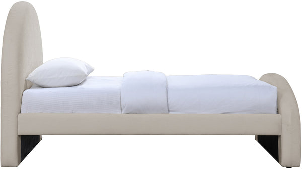 Meridian Furniture Andaz Chenille Upholstered Twin Bed with Arched Headboard for Modern and Guest Bedrooms Beige AndazBeige-T