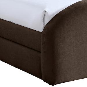 Meridian Furniture Andaz Chenille Upholstered Twin Trundle Bed with Arched Headboard for Modern Guest Rooms Brown AndazBrown-TDL