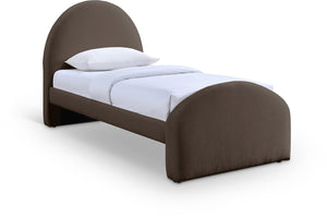 Meridian Furniture Andaz Chenille Upholstered Twin Bed with Arched Headboard for Modern and Guest Bedrooms Brown AndazBrown-T