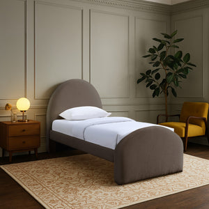 Meridian Furniture Andaz Chenille Upholstered Twin Bed with Arched Headboard for Modern and Guest Bedrooms Brown AndazBrown-T