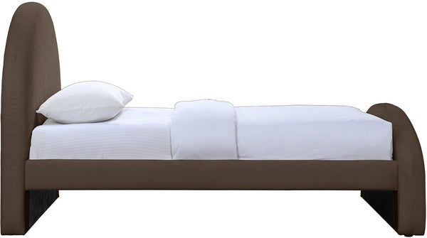 Meridian Furniture Andaz Chenille Upholstered Twin Bed with Arched Headboard for Modern and Guest Bedrooms Brown AndazBrown-T